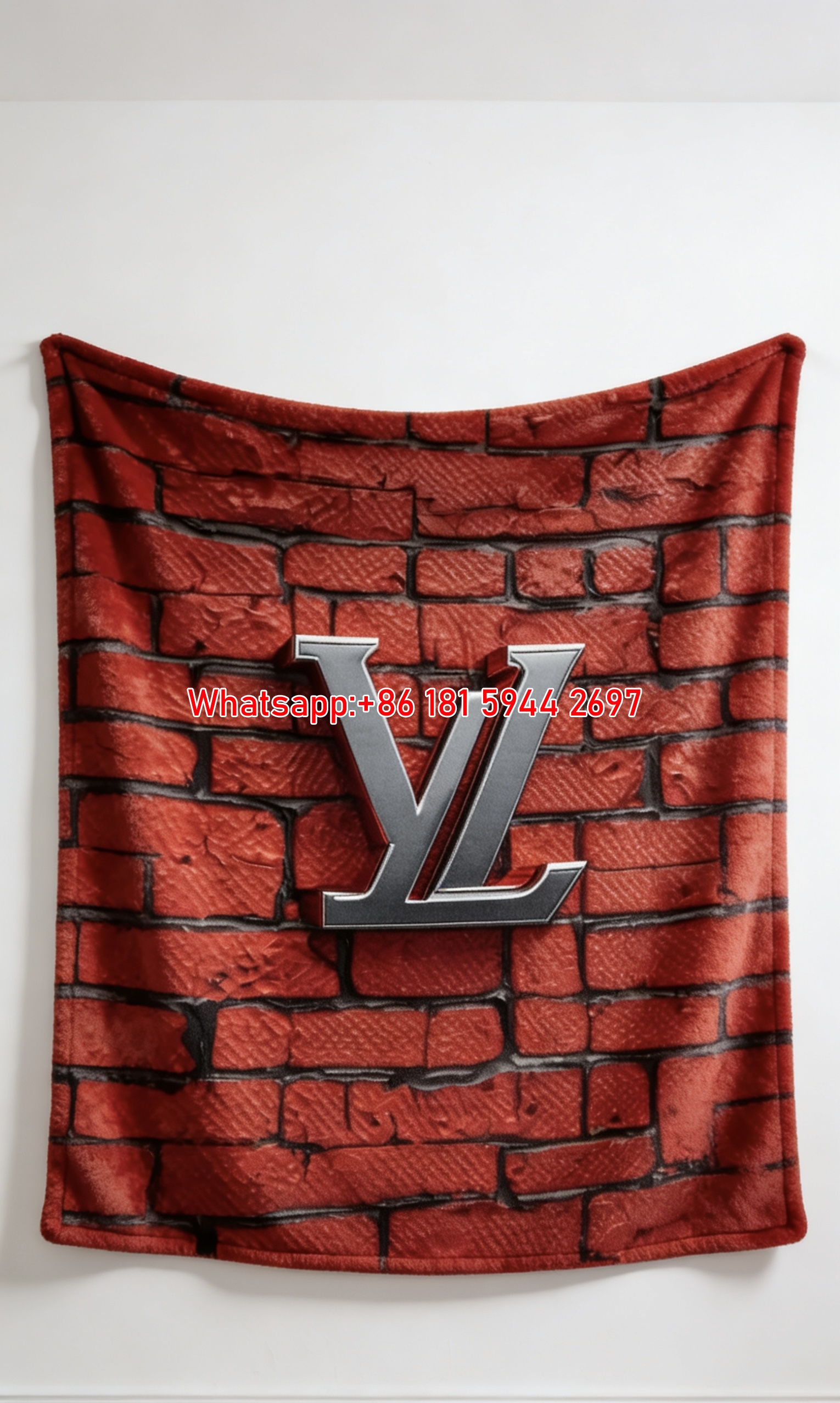 Red Brick LV Blanket Chrome Logo Throw IMG_3581